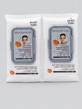 NWT SpaScriptions Anti-Aging Makeup Cleansing Wipes 2 Packs